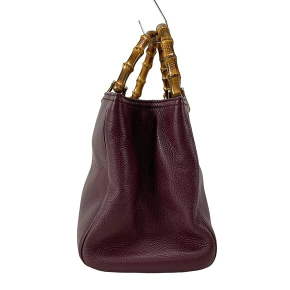 GUCCI Bamboo Shopper Bordeaux Leather Tote Bag bran-796-090625 - Picture 4 of 16